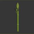 Tall Green Bamboo with Natural Joints and Fresh Leaves at the Top