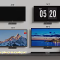 60 70 75 85 Inch Televisions With Mountain Coastal Sunset And Digital Clock