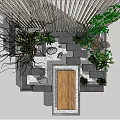 Serene Garden Nook Design With Bamboo Screen Wooden Platform And Lush Green Plants