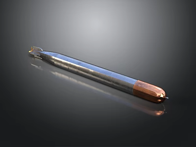 Sleek Metal Weapon With Sharp Blade And Copper Head On Dark Background 3d model