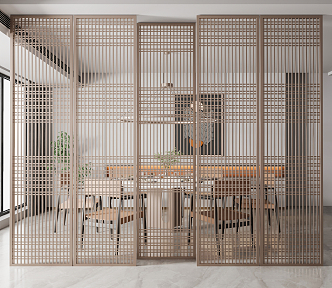 Light Luxury Partition Guest Restaurant Metal Partition Screen 3d model