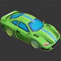 Green Sports Car With Yellow Stripes Blue Windows And Yellow Wheels