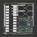 Server Module With Multiple Slots Green Circuit Board And Cooling Fans