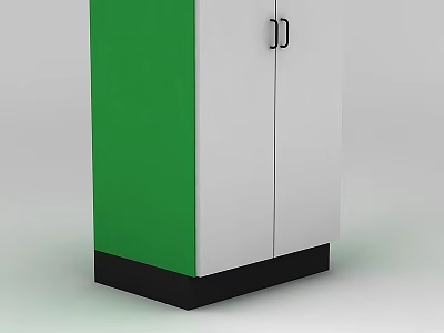 Green and White Inflatable Model With Double Doors and Black Base 3d model