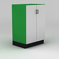 Green and White Inflatable Model With Double Doors and Black Base