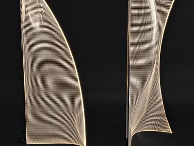 Elegant Modern Curved Floor Lamp With Mesh Texture And Soft Lighting Glow 3d model
