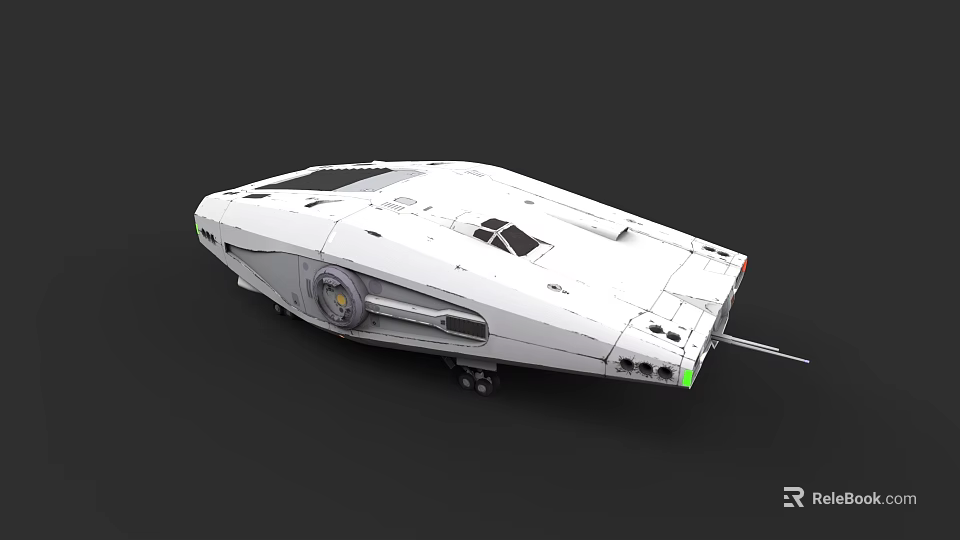 White Sci Fi Spaceship Featuring Streamlined Body Cockpit Windows And Engine Details 3d model 