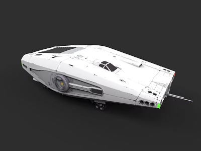 White Sci Fi Spaceship Featuring Streamlined Body Cockpit Windows And Engine Details 3d model
