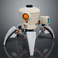 Projection Monitoring Robotic Device With White Body Mechanical Arms Orange Indicators And Blue Screen Module