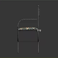 Leisure Chair With Metal Frame Grid Patterned Backrest Curved Armrests And Colorful Cushion