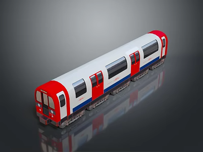 Red White Blue Modern Subway Train with Sleek Exterior and Multiple Carriages 3d model