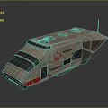 Sci Fi Vehicle Model With Beige Body Red Insignia Streamlined Design Top Rotor And Windows