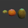 Three Fresh Vegetables in Brown Red Orange and Yellow on Black Reflective Surface with Reflections
