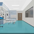 Modern Hospital Ward With Large Screen Virus Image Medical Beds And Equipment Setup