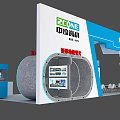 Exhibition Booth For ZONE Brand With Modern Display Screen Reception Area Staff And Product
