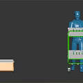 Utility Transport Carts Setup with Blue Figure Green Two Tier and Yellow Small Carts