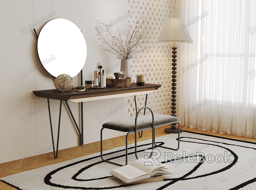 Dressing table floor lamp combination model