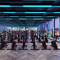 Modern Gym Interior With Professional Fitness Equipment Mirrored Walls And Bright Lighting