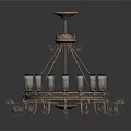 Classic Elegant Chandelier Furniture With Metal Frame Candle Shaped Holders And Ornamental Design