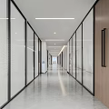 Modern office corridor aisle 3d model