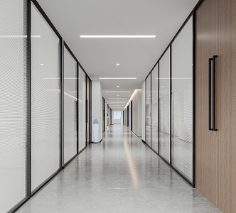 Modern office corridor aisle 3d model