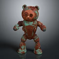 Steampunk Mechanical Bear Character With Gears Copper Verdigris And Weathered Texture 3d model