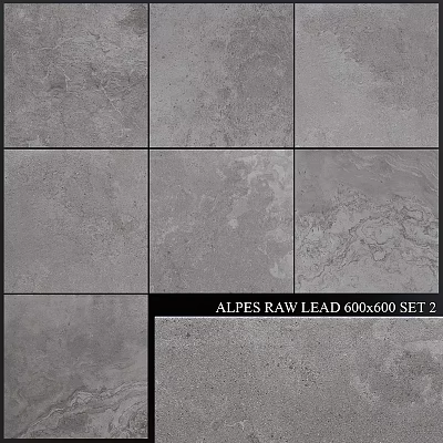 Alpes Raw Lead 600x600 Tile Set With Gray Textured Finish For Floors And Walls 3d model
