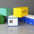 Modular Container Buildings with Colorful Containers and Small House Structures 3d model