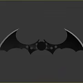 Black Bat Wing Shaped Weapon with Skull Decor and Reflective Metal Blade Design