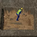 Workers Excavating Square Foundation Pits On Construction Site With Muddy Ground