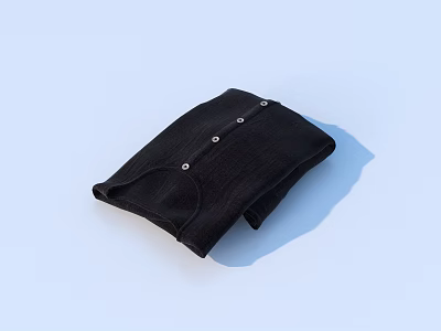 Black Knitted Top With Button Details Folded On Light Blue Background 3d model