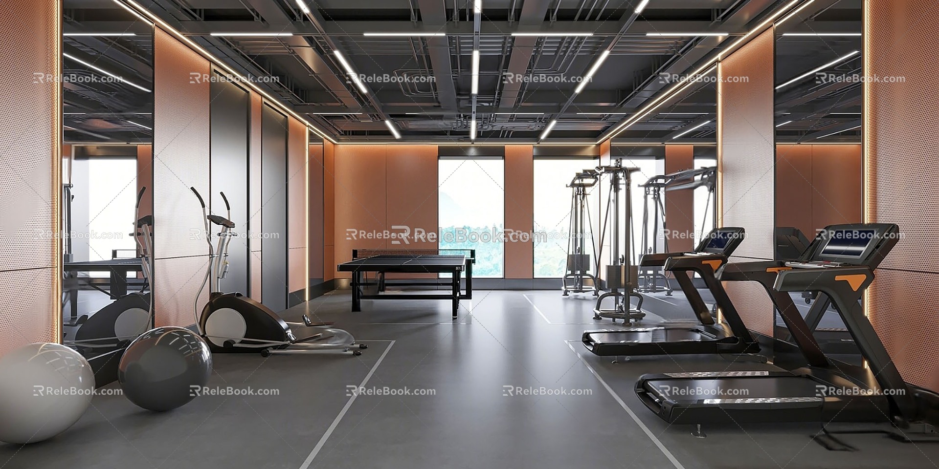 Modern Gym Gym Fitness Area 3d model