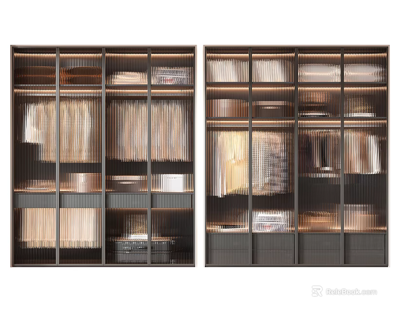 Modern Wardrobe Interior Design With Shelves Drawers Hanging Rods And Organized Storage 3d model 