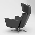 Modern Black Leather Leisure Chair With Cream Knitted Blanket And Ottoman