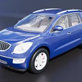 Blue SUV Car With Sleek Exterior Chrome Grille White Wheels And Roof Rails