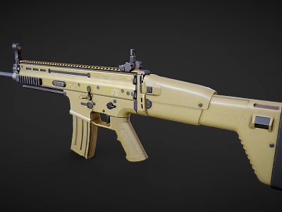 Modern Tan Tactical Assault Rifle With Magazine Barrel And Grip Design 3d model