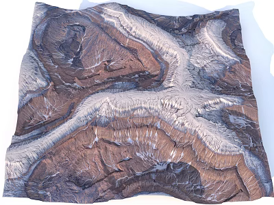 Natural Scenic Landscape Featuring Layered Rock Formations And Eroded Valleys In Earth Tones 3d model