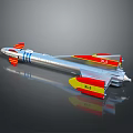 Silver Rocket Model With Red Yellow Wings XL5 Logo And Reflective Surface 3d model
