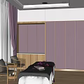 Modern Beauty Salon Interior Design With Wooden Counter Hanging Lights And Seating Area