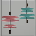 Stylish Red and Green Layered Disc Pendant Lights with Modern Design Elements 3d model