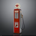 Vintage TEXACO Gas Pump With Red White Design Round Top Sign And Fuel Nozzle
