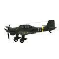 Vintage Green Fighter Aircraft With Propeller Black Cross Insignia And Yellow Stripe