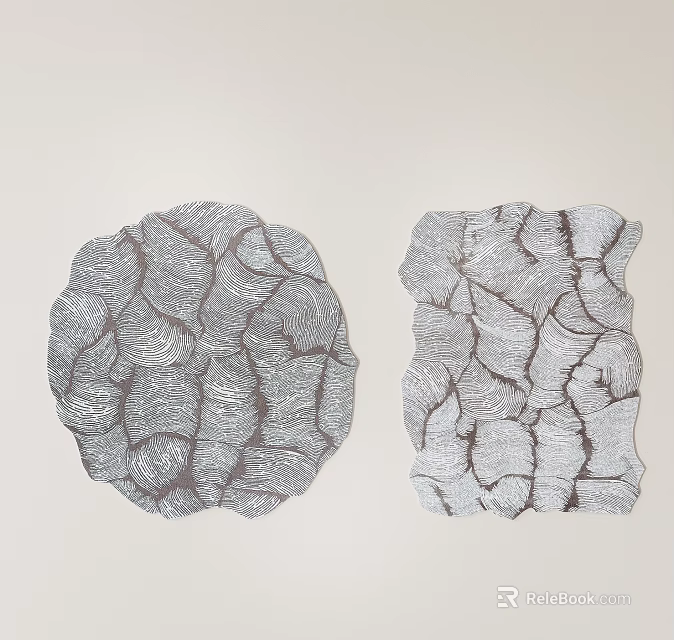 Gray Toned Circular And Irregularly Shaped Stylish Rugs With Natural Vein Like Texture 3d model 