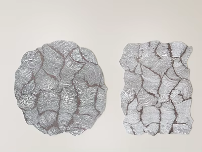 Gray Toned Circular And Irregularly Shaped Stylish Rugs With Natural Vein Like Texture 3d model