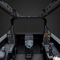Detailed Airplane Cockpit Interior with Flight Controls Dashboard Control Panel and Seats 3d model