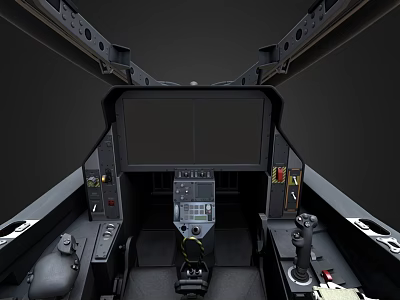 Detailed Airplane Cockpit Interior with Flight Controls Dashboard Control Panel and Seats 3d model