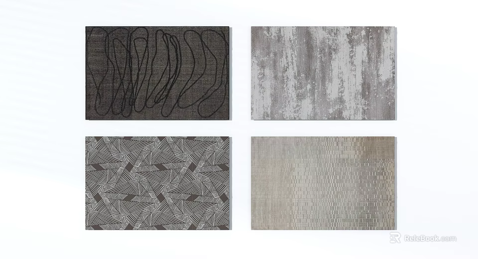 Square Rugs Displaying Curved Lines Textured Surfaces Geometric Patterns And Fine Textured Designs 3d model