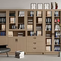 Modern Wooden Bookcase With Multiple Compartments Books And File Folders In Home Office