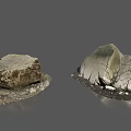 Rough Natural Stone And Wood Pieces With Textured Surfaces And Small Pebbles