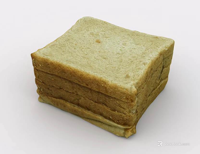 Fresh Stack of Sliced Whole Grain Bread on White Background 3d model 